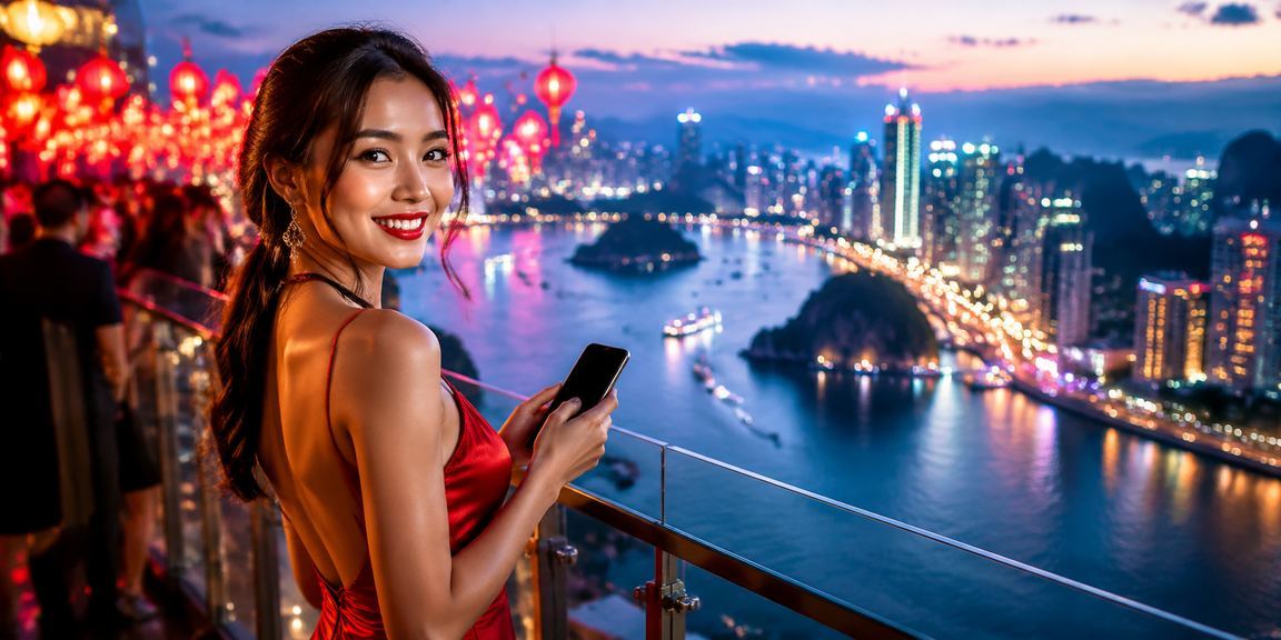 Người chơi xem kèo cá cược thể thao bên bờ vịnh Hạ Long buổi tối